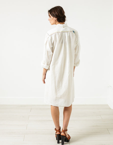 Pleated Sleeve Tunic in White