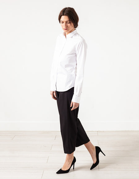 Wide Cropped Trouser in Black