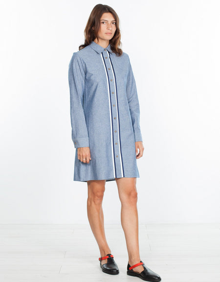 Chambray Shirtdress in Blue