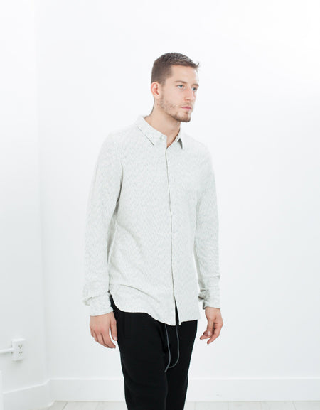 Kasuri Jersey Button-Up in Ivory/Black