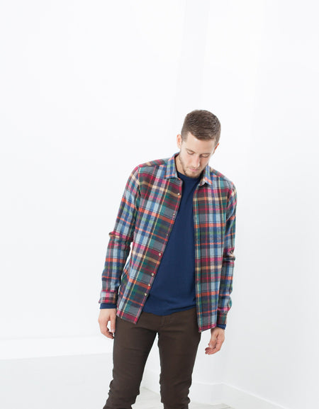 Riccardo Button-Up in Plaid Multi
