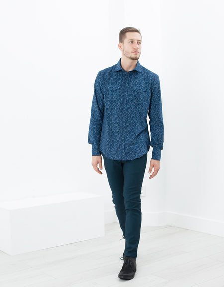 Western Arkansas Button-Up in Blue Floral