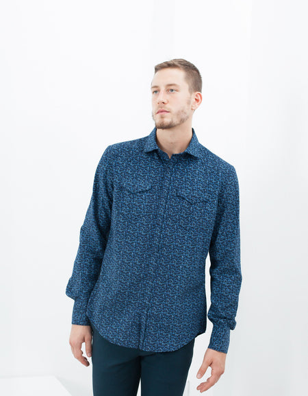 Western Arkansas Button-Up in Blue Floral