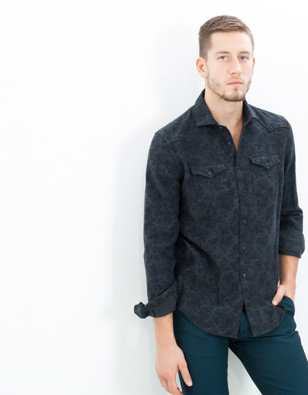 Western Arkansas Button-Up in Dark Hash Floral