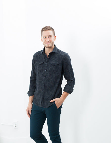 Western Arkansas Button-Up in Dark Hash Floral