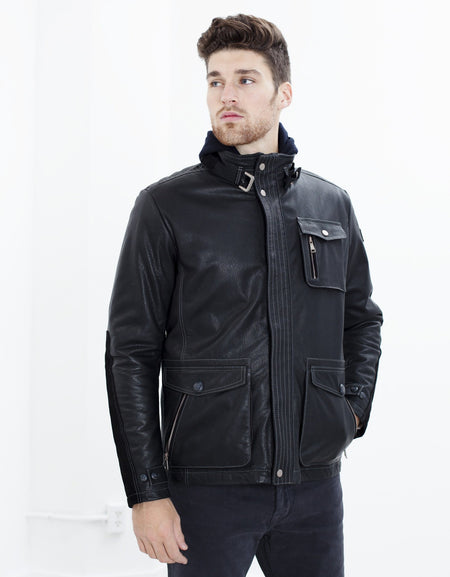 Prince Leather Field Jacket in Meteor