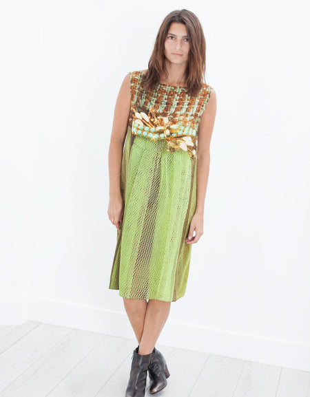 Silk Shift in Tweed and Net