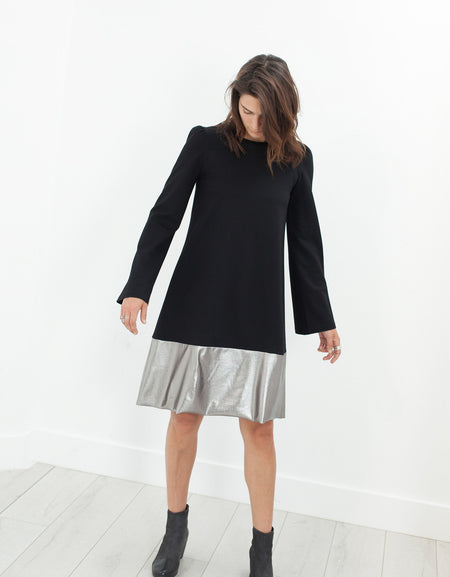 Border Dress in Black/Silver