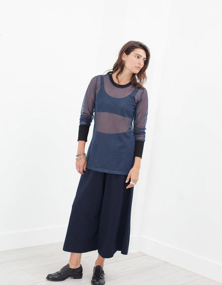 Cuffed Mesh Tee in Navy/Black