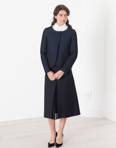 Weave Jacket in Black/Blue