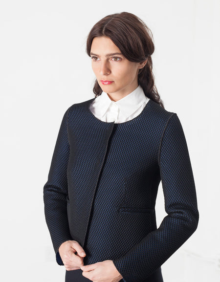 Weave Jacket in Black/Blue