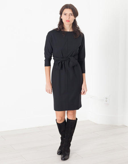 Tie Waist Dress in Black