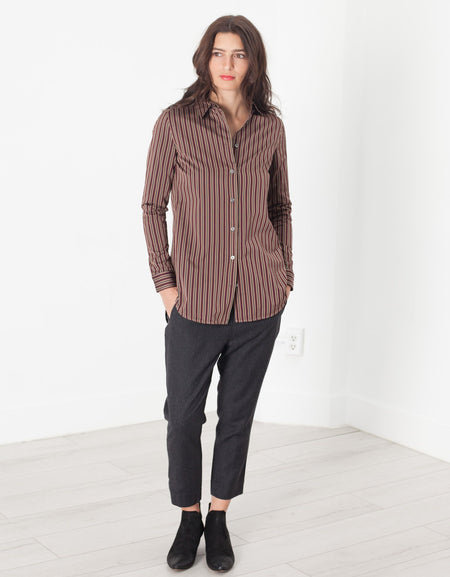 Sheen Button-Up in Red/Tan