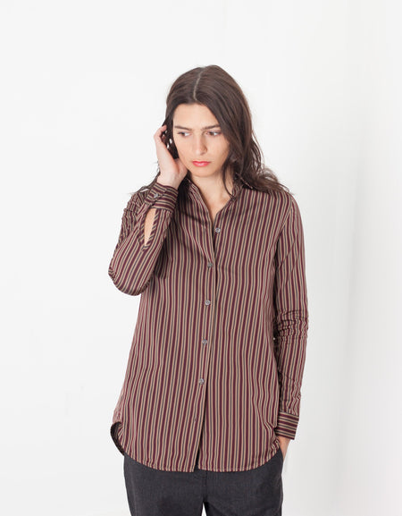 Sheen Button-Up in Red/Tan