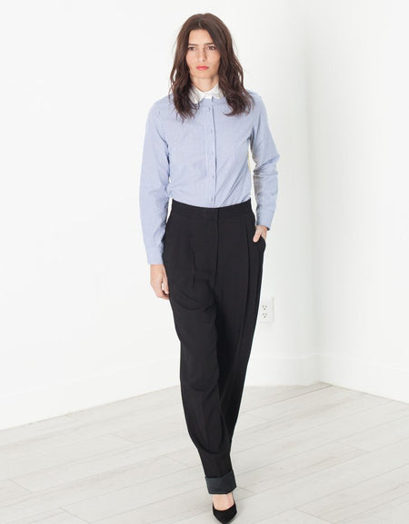 Contrast Cuff Pant in Black