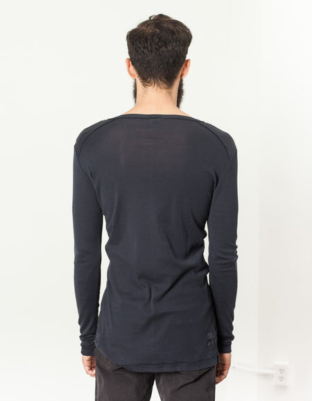 Cotton Henley in Blue Grey