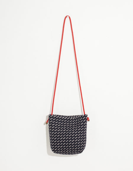 Wool Shoulder Pouch in Black/White