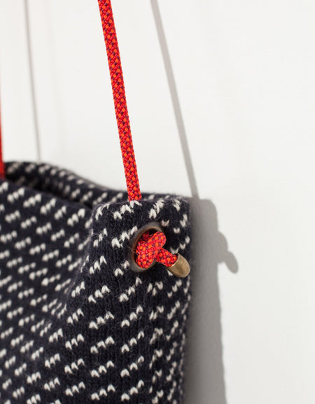 Wool Shoulder Pouch in Black/White