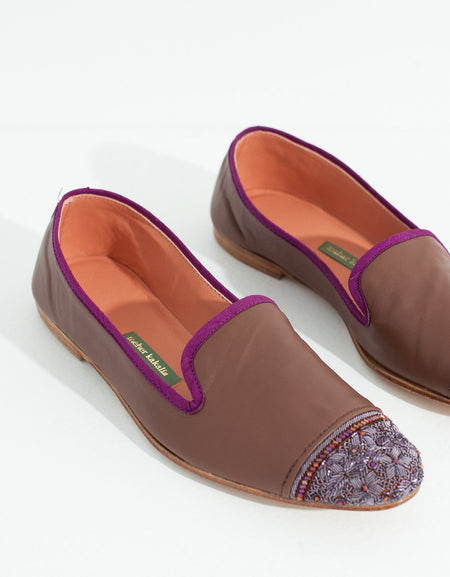 Bizi Cap Toe Loafer in Rose/Aubergine
