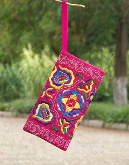 Women Ethnic Handmade Embroidered Wristlet Clutch Bag Vintage Purse Wallet