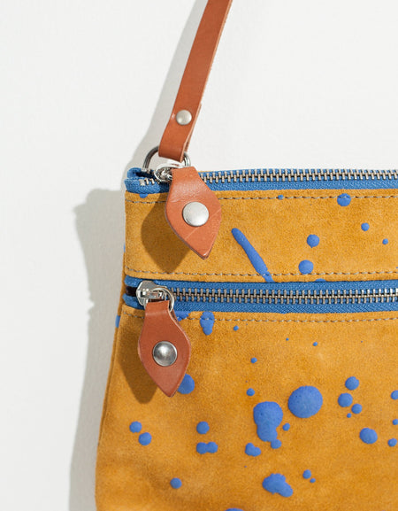 Ink Splatter Shoulder Bag in Mustard/Blue