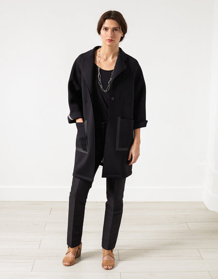 Neoprene Flower Coat in Black