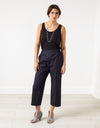 Wide Cropped Trouser in Navy