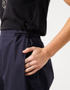 Wide Cropped Trouser in Navy