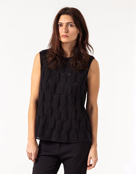 Zip Back Circle Blouse in Black