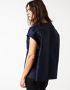 Tucked Sleeve Blouse in Navy