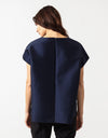 Tucked Sleeve Blouse in Navy