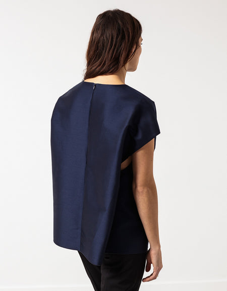 Tucked Sleeve Blouse in Navy