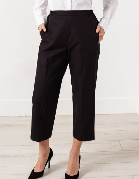 Wide Cropped Trouser in Black