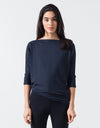 Boat Neck Top in Marine