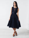 Voile V-Neck Dress in Navy