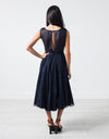 Voile V-Neck Dress in Navy