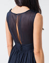 Voile V-Neck Dress in Navy