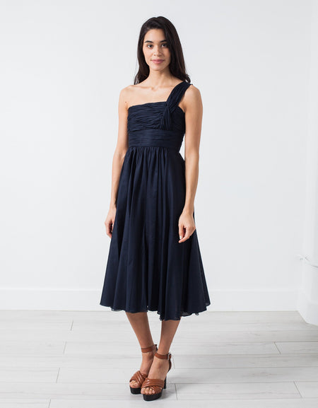 One Shoulder Dress in Navy
