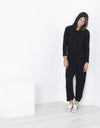 Knit Hooded Jumpsuit in Black