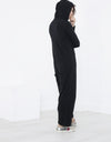 Knit Hooded Jumpsuit in Black