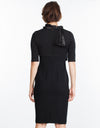 Tie Neck Wool Dress in Black