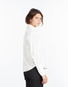 Trim Collar Poplin Blouse in Off White
