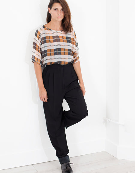 Contrast Cuff Pant in Black