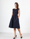 Pleated Rita Dress in Dark Navy