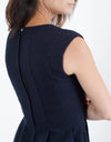 Pleated Rita Dress in Dark Navy