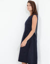 Pleated Rita Dress in Dark Navy