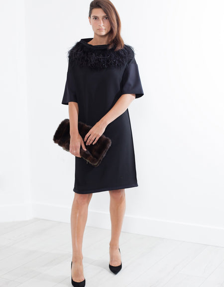 Ostrich Plume Dress in Black