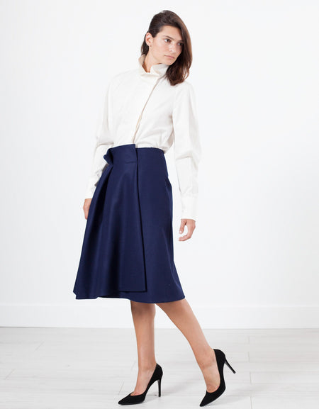 Full Collar Poplin Blouse in Off White