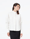 Trim Collar Poplin Blouse in Off White