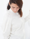 Trim Collar Poplin Blouse in Off White